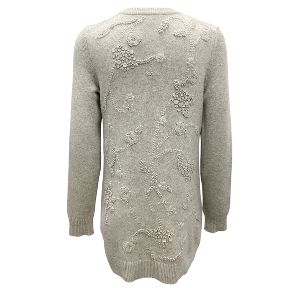 MICHAEL KORS GREY PEARL MELANGE CASHMERE KNIT CARDIGAN SWEATER - Picture 3 of 5